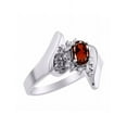 thumbnail image 4 of Rylos Bague de Designer Florale en Or Blanc 14K avec Pierre Précieuse Ovale 6x4 mm et Diamants Étincelants - Bijou Grenat Pierre de Naissance Taille 8, 4 of 7