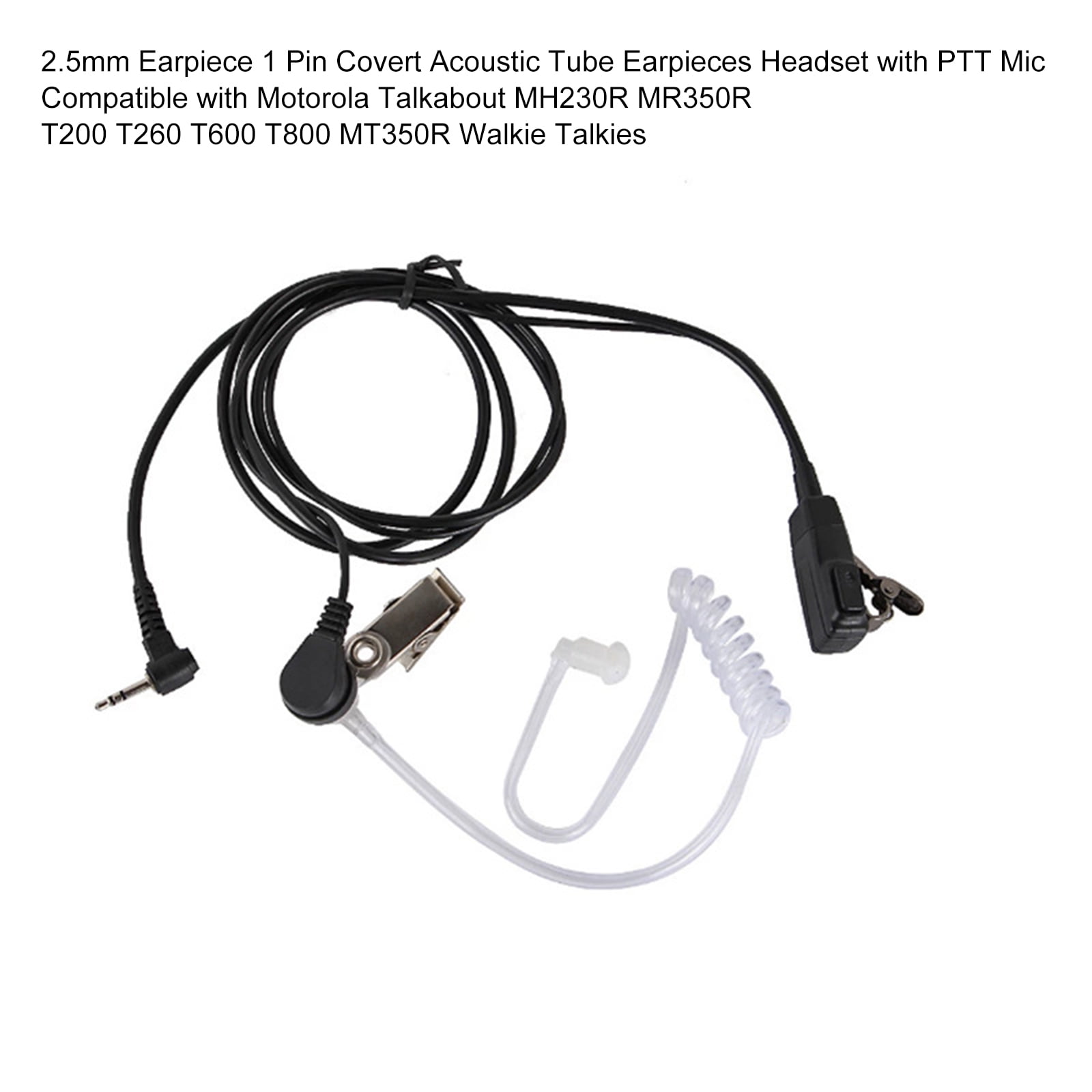 TENQ Covert Acoustic Tube Throat Mic Earpiece for 1 PIN Walkie Talkie Motorola T6200 T5000 T9650