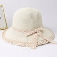 thumbnail image 6 of LinYooLi New Summer Lace Lace Bow Straw Hat For Women's Outdoor Sunshade And Sunscreen Tourism Beach Hat Fisherman Hat, 6 of 7