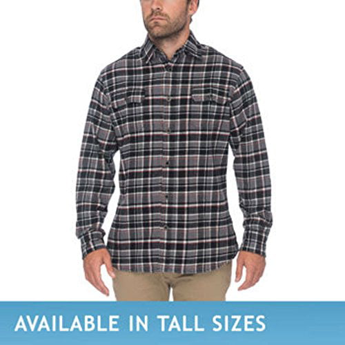 Jachs Men's 9oz Cotton Flannel Brawny Flannel Shirt Button Down (X ...