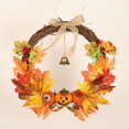 thumbnail image 2 of Ventas promocionales 30 cm Corona artificial de otoño Hoja de arce Cosecha Calabaza Baya Puerta delantera Colgante Campanas Decoración, 2 of 5