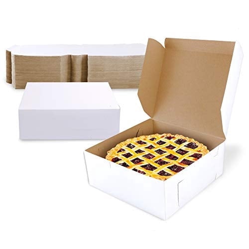 [25 Pack] Pastry Boxes - 7 x 7 x 3 Inches White Bakery Box for Cookies, Compostable Kraft Paper Cardboard for Baked Goods Packaging, Cake, Food, Donut, Cupcake, Candy, Bread, Bridesmaid Gift Box