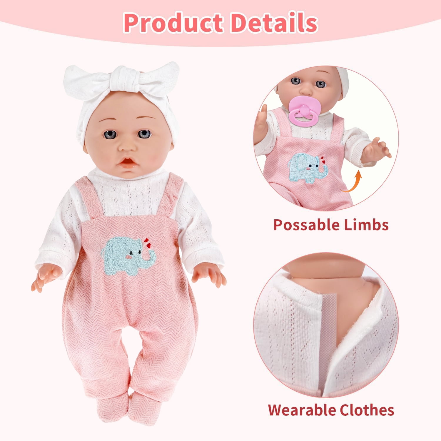 LINXUXIE Baby Doll Set, 12 Inch Realistic Soft Baby Doll with Pacifier & Nursing Bottle & Washable Quilt, Baby Doll Toys for Kids 3-5 4-6 5-7 Gifts