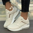 thumbnail image 2 of Jkety Womens Sneakers Women Sneakers Comfort Slip On Wedges Shoes Breathable Mesh Walking Shoes Beige,5.5, 2 of 5