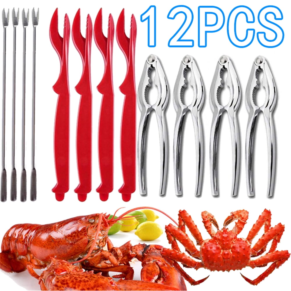 ICUTEDIY 2Pcs/Set Practical Seafood Utensil Nut Lobster Crab Cracker Fork Pick Seafood Tools