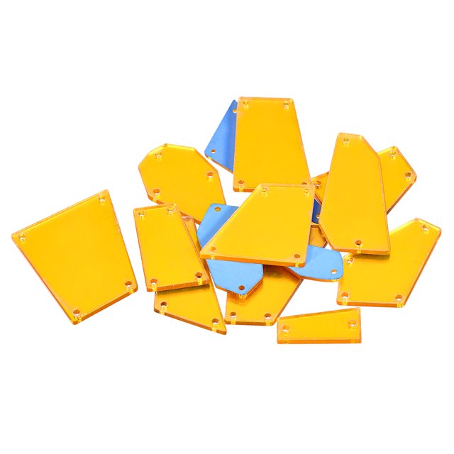 Unique Bargains 15Pack Mixed Shape Irregular Acrylic Sew on Mirror Pieces Rhinestones Beads, Gold