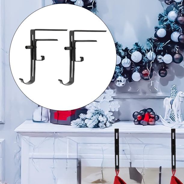 2 soportes para medias navideñas, ajustables, para repisas de chimenea, ganchos para coronas, para decoración de pared, adornos de fiesta, colgantes