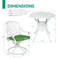 thumbnail image 5 of VIVIJASON 3-Piece Patio Furniture Dining Set, Outdoor All-Weather Cast Aluminum Bistro Set, Include 2 Swivel Chairs and 30.8" Round Table w/Umbrella Hole for Balcony, Lawn, Garden, Backyard, White, 5 of 7