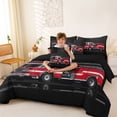 thumbnail image 4 of Manfei Fire Truck Print 7-Piece King Bedding,American Flag King Bed in a Bag,Black Red,Black Reversible, 4 of 7