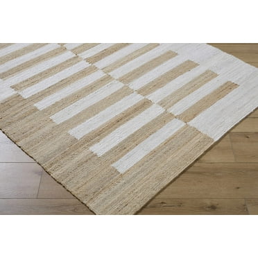 Hauteloom Soren Jute Living Room, Bedroom Area Rug - Traditional, Transitional - Light Silver, Tan, Ash - 18" Sample