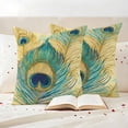 thumbnail image 3 of Retro Peacock Feathers Outdoor Waterproof Pillow Covers, Vintage Abstract Art Watercolor Decorative Square Throw Pillowcase Sofa Cushion Sham for Patio/Couch/Chair, 26"x26" 2 Pack, 3 of 8