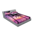 thumbnail image 2 of Ocean Fitted Sheet & Pillow Sham Set, Palm Trees Silhouette at Sunset Dreamy Dusk Warm Exotic Twilight Scenery Image, Decorative Printed 6 Piece Bedding Decor Set, Full, Purple Black, by Ambesonne, 2 of 3