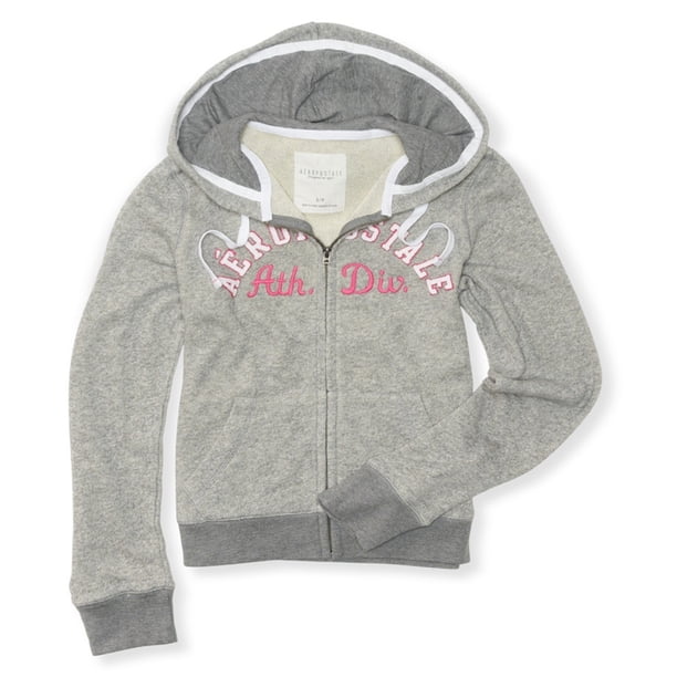 Aeropostale Sudadera con capucha y cremallera completa de punto jaspeado para mujer, gris, extragrande Aeropostale Sudadera