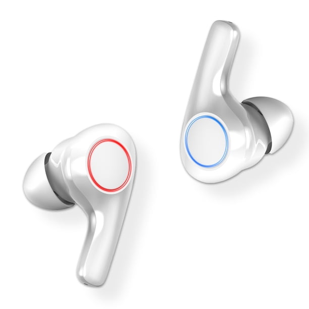Sidaley 2 piezas de auriculares inalámbricos con luz de respiración en la oreja con estuche de carga Auriculares Pantalla digital Emparejamiento Cables de audio/vídeo Blanco