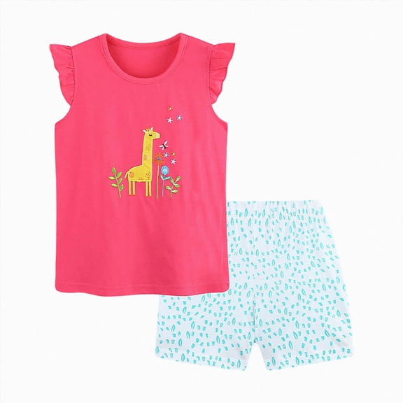 mgoYE Toddler Girl Clothes Summer Outfits 1T 2T 3T 4T 5T Girls Outfit 2-Piece Sleeveless Shirts Tops Shorts Set for Girl Clothing(Watermelon Red,1-2 Years)