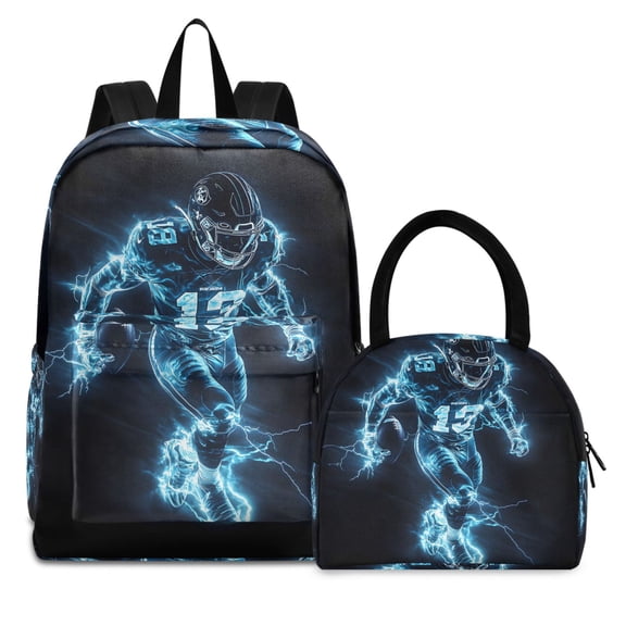 ALAZA Backpack Set Cool Football Player Elementary School Bags Student BookBag with Lunch Bag