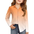 thumbnail image 2 of Dwellite Girls Button Down Shirts for Kids Long Sleeve Dress Shirts Fall School Uniform Tops 4-10 Years Orange 120, 2 of 4