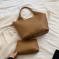 thumbnail image 4 of Bolso Tipo Cubo Cuero Vegano Mano PU Gran Capacidad para Mujer Bolsos Exteriores, 4 of 9
