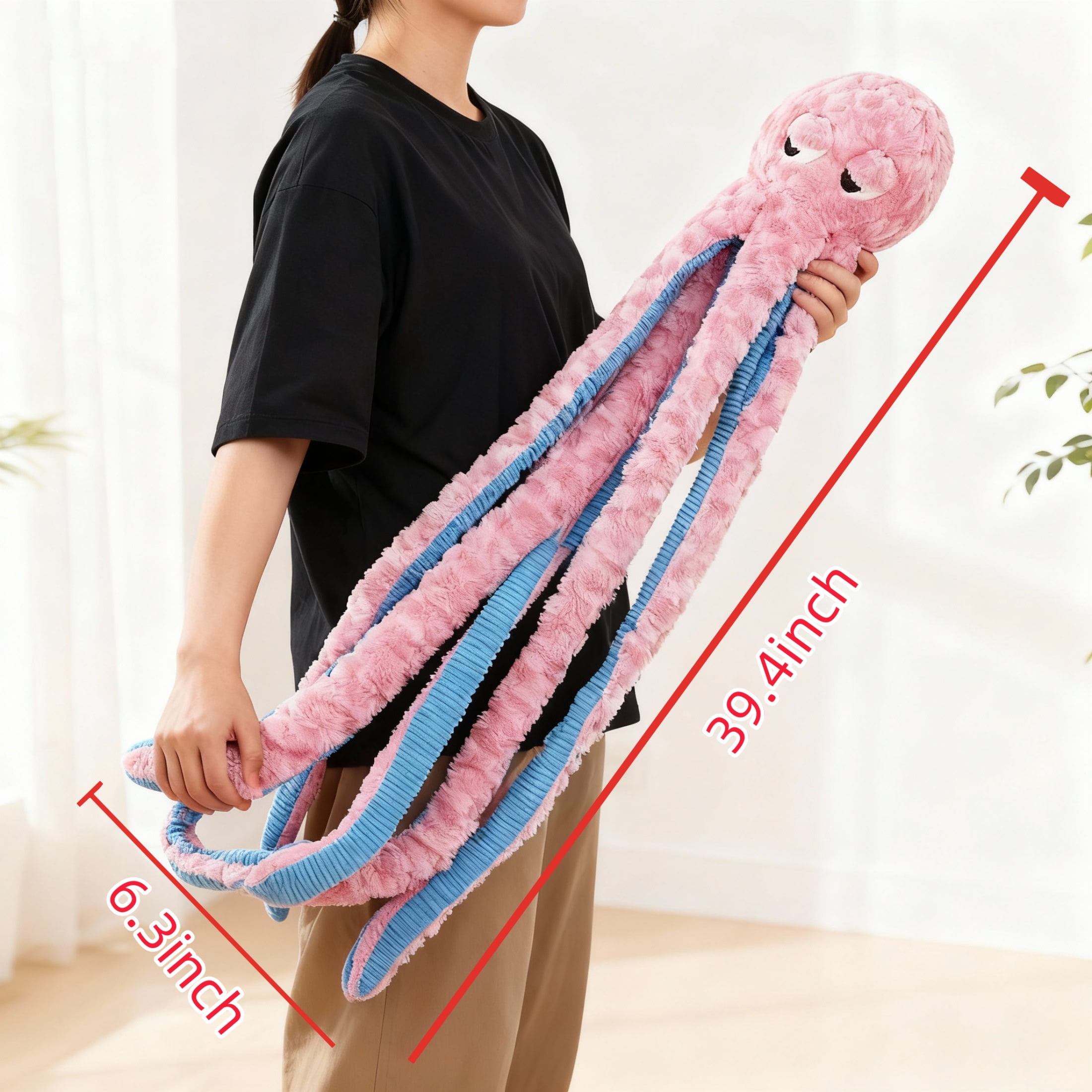 Squeaky Dog Toys Octopus -Plush Stuffed Dog Chew Interactive Toys 39.4 inch