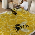 thumbnail image 2 of FCXZI Bees Honeycomb Flannel Blanket Soft Reversible Multi-Purpose 30*40in, 2 of 7