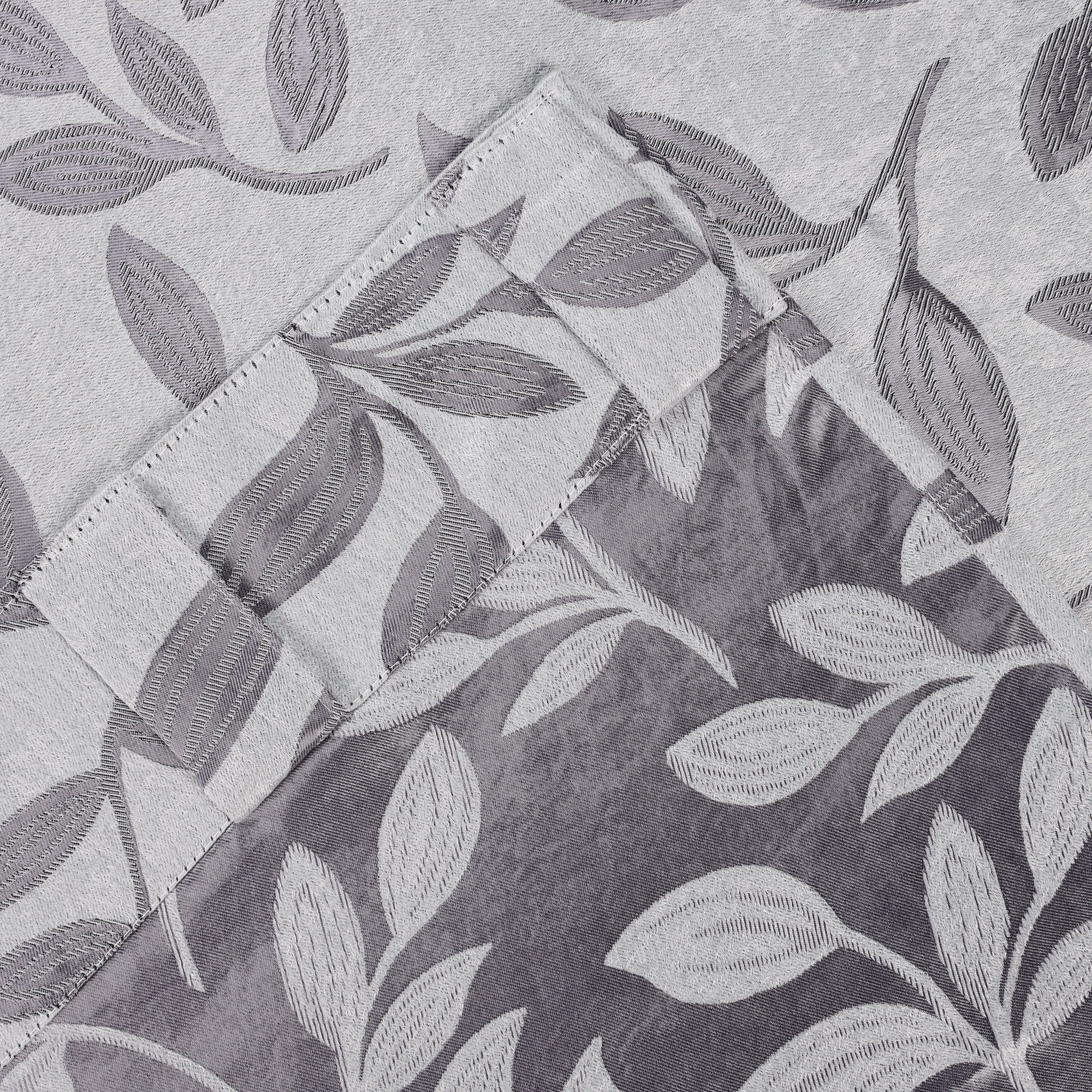 Superior Blackout Leaves Back Tab Curtains Set of 2, Light Filtering Curtain Panel Set, Grey, 52"W x 108"L