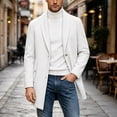 thumbnail image 2 of Yertdoel Pea Coats for Men Solid Lapel Wool Blend Trench Coat Button Front Mid Length Fashion Warm Outerwear with Pockets, M-3XL, 2 of 8