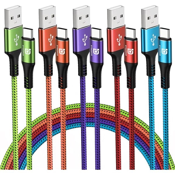 xixishop USB C Cable (5 Pack 10ft) USB A to C Charger Fast Charging Nylon Braided for Samsung Galaxy S9 S8 Note 9 Note 8 Galaxy Note 20 10 S21 S20 S10 Plus USB Type C Cable
