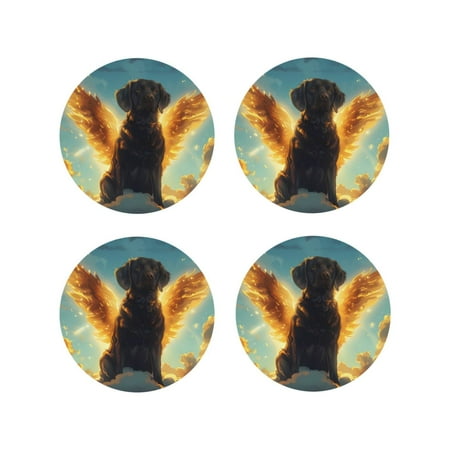 

Tideii Golden Cloud Winged Dog for Leather Coasters 4 Pieces Anti-fouling and Anti-scalding Decorative Coasters Suitable for Restaurants Kitchens Coffee Shops-Round Shape