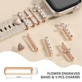 thumbnail image 4 of Comvin 2 Pack Flower Engraved Band Compatible with Apple Watch Bands for Women 40mm 38mm 41mm, Soft Silicone Band with Decorative Apple Watch Charms for iWatch Series 9 8 7 6 5 4 3 2 1 SE (With Band), 4 of 7