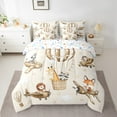 thumbnail image 2 of Manfei Giraffe Lion Fox Zebra 7-Piece Twin Bedding Sets,Cartoon Plane Bedding Comforter Set,Kawaii Wildlife Breathable Sheet Sets,Ultra Soft Cute Bedroom Decoration,Reversible, 2 of 7