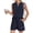Navy, variant on Stichou Women's Two Piece Sets Linen 2026 Summer Sleeveless V Neck Pleated Shorts Set Matching Sets Women Clothing Light Blue XL
