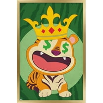 Tiger with Crown Wall Poster, 22.375" x 34", Framed