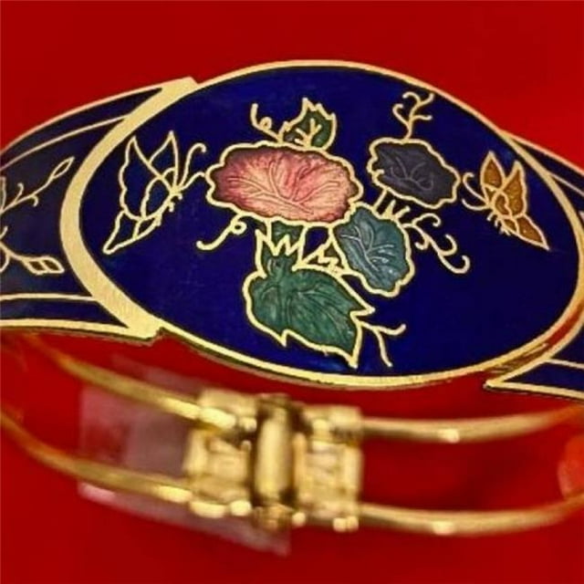 Designer Jewelry BLCLOISONNE Cloisonne Yellow Gold Plated Hinged Bangle NWT