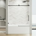 thumbnail image 2 of 60" W x 60" H Frameless Single Sliding Shower Door, Matte Black Tub Enclosure with 8mm Tempered Glass & Stainless Steel Handle, Nano-Coated WaterShield Design, 2 of 9