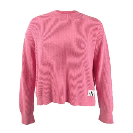 Calvin Klein Women's Jeans Crewneck Sweater (L, Cosmic Pink)