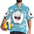 thumbnail image 4 of Tiny teeth Men's Short Sleeve Shirts, Casual Hawaiian Print Button Down Summer Beach Top Unisex, 4 of 6