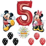 Mickey and Minnie Mouse Full Body 5th Birthday Supershape Balloon Set
