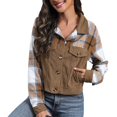 thumbnail image 2 of LOVZFMLL Vestes pour Femmes Veste en Velours Côtelé Veste Courte Col à Revers Manches Longues à Capuche Veste Décontractée/veste, 2 of 6