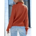 thumbnail image 5 of Women High Neck Oversized Sweaters Batwing Long Sleeve Pullover Loose Chunky Knit Jumper Brick Red L, 5 of 8