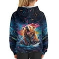 thumbnail image 6 of Xoenoiee Long Sleeve Sweater Hooded Sweatshirt Pullover Hoodies Activewear with Front Kangaroo Pocket Fall Winter Tops for Kids Travel Workout, Splatter Watercolor Bear Pattern, M, 6 of 7