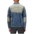 thumbnail image 2 of Men's Moto Quilted Cotton Blend Faded Denim Button Up Jean Jacket Slim Fit (M, Vintage), 2 of 4
