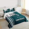 thumbnail image 4 of Feelyou Rugby Sport Player Bedding Comforter Set for Teens, Teal Grey Cartoon Twin Comforter Sets, Football Soccer Theme Reversible Bedding Set, Luxury Bedroom Decor, 2-Piece, 4 of 9