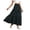 Dark Gray, variant on Summer Women's A line Long Skirt Solid Color Elastic Waist Wave Wrinkle Flowy Cut for Daily Leisure Casual Dressing