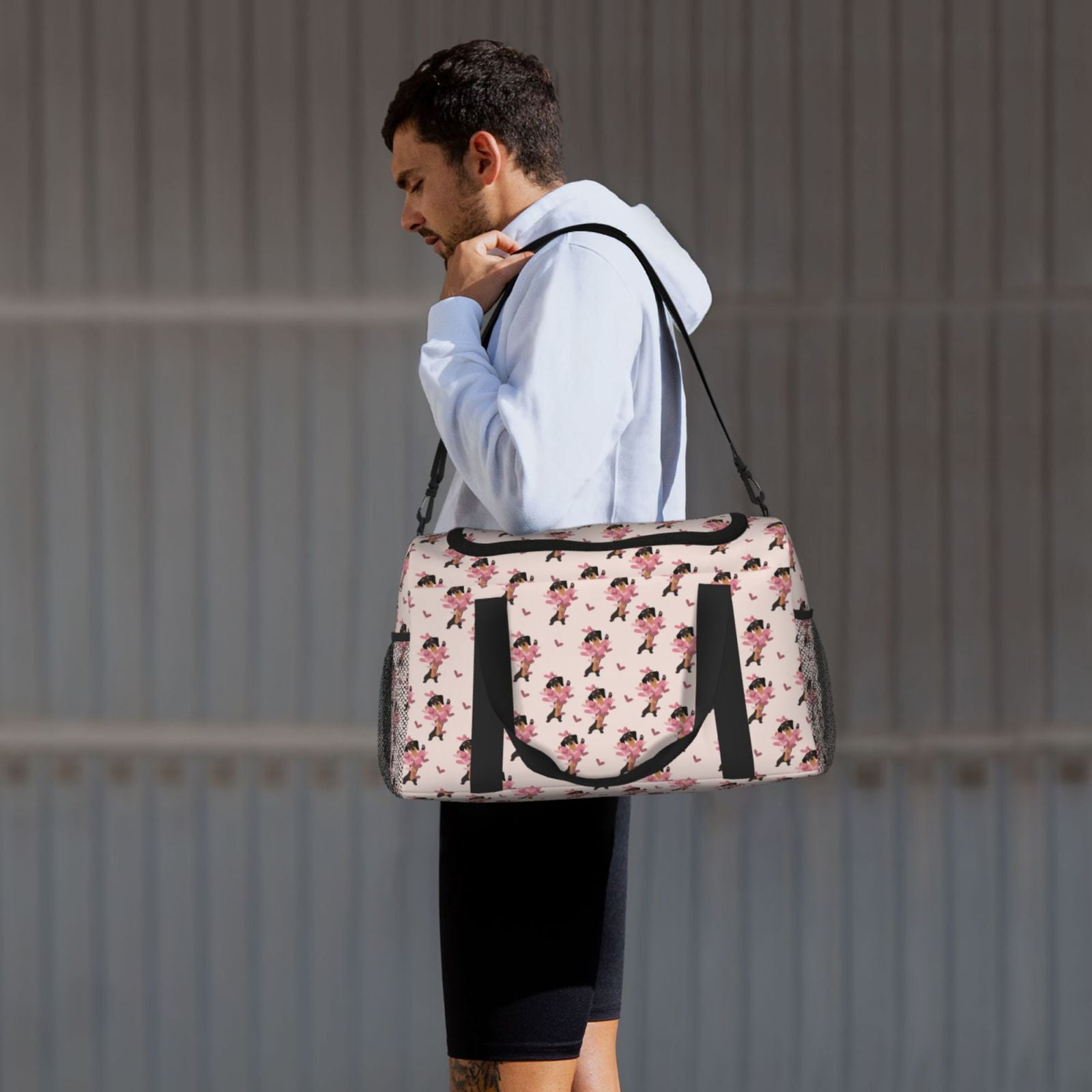 Fuzoiu Dachshund Dog Heart Print Travel Duffle Bag,Carry On Tote Bags,Duffel Bag,Sport Gym Bag, Hospital Bag for Labor and Delivery, Overnight Bag,Luggage Bag