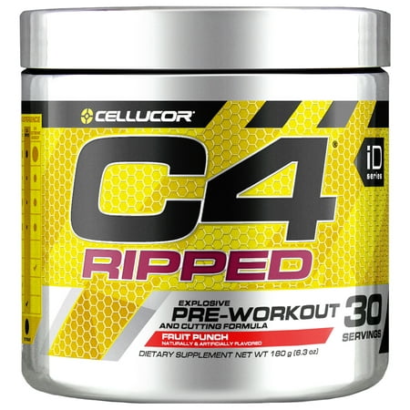 Cellucor C4 Ripped Pre Workout Powder, Thermogenic Fat Burner & Metabolism Booster for Men & Women, Fruit Punch, 30