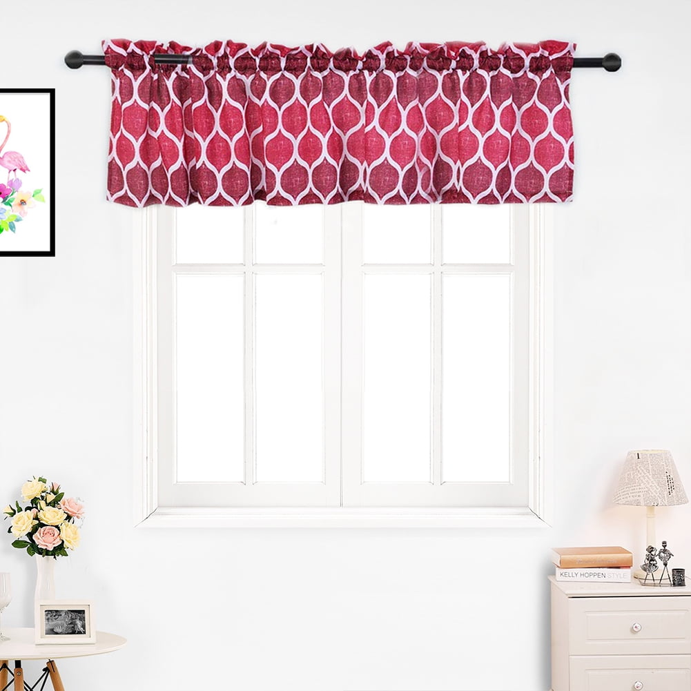 CAROMIO Geometric Pattern Valance for Bathroom, Moroccan Design Valance Curtains for Cafe, Rod