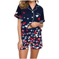 thumbnail image 6 of Fewfanhot Women's Pajama Sets Short Sleeve Loungewear 2 Pcs Satin Soft Pj Sets Button Down Women's Summer Sleepwear, 6 of 9