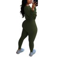 thumbnail image 3 of LUXUR Ensembles de Survêtement Élastiques pour Femmes, Court, Course, Deux Pièces, Vert Armée, TG, 3 of 3