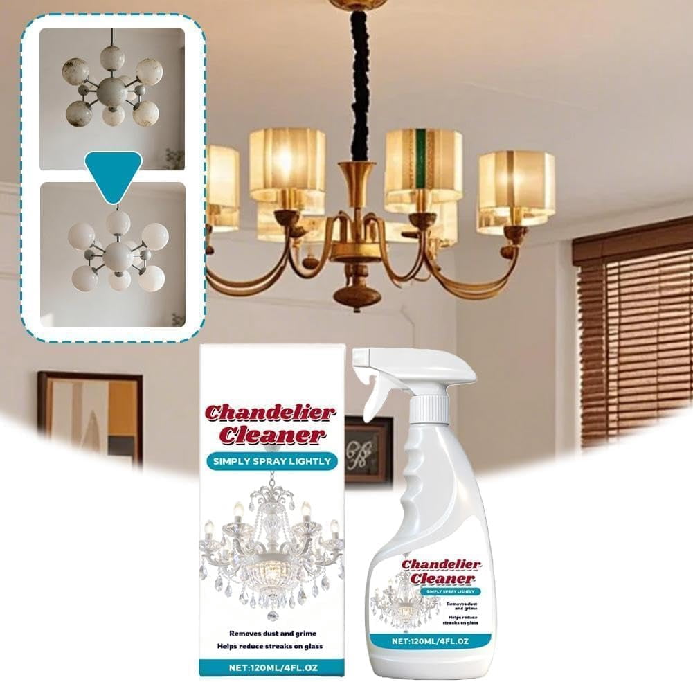 Chandelier Cleaner Spray – No Wipe Formula, Chandelier Cleaner Drip Dry Spray No Wipe, Streak-Free Formula, Safe for All Finishes (2PCS)