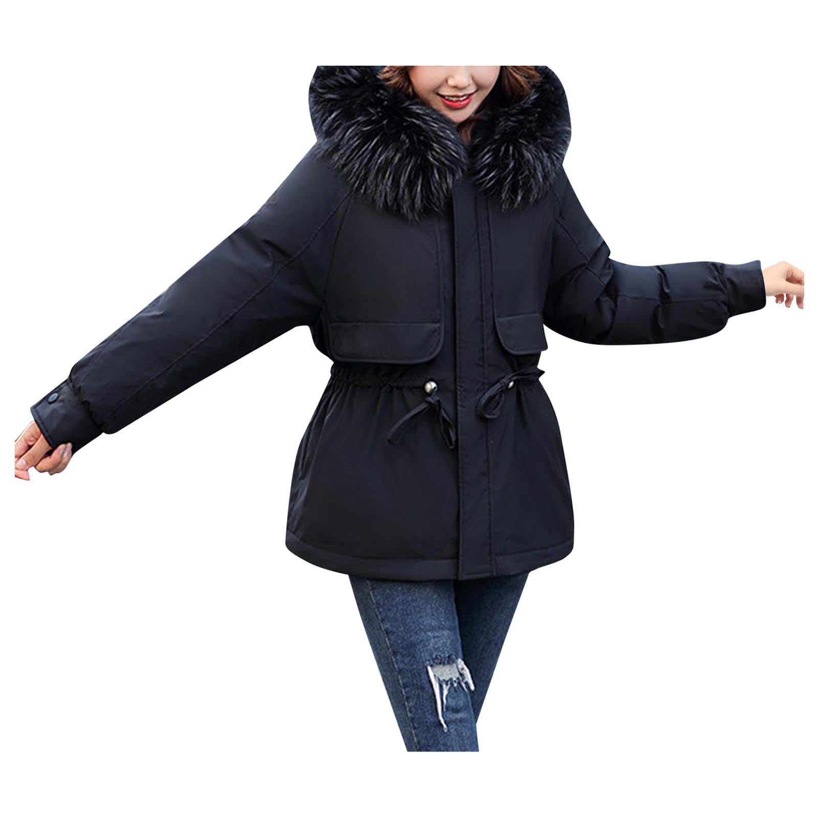 TAIAOJING Women Warm Jacket Coat Elegant Coat Jacket Outerwear Long Soft Warm Cotton-padded Jackets Hooded Pocket Long Sleeve Jacket Walmart.com